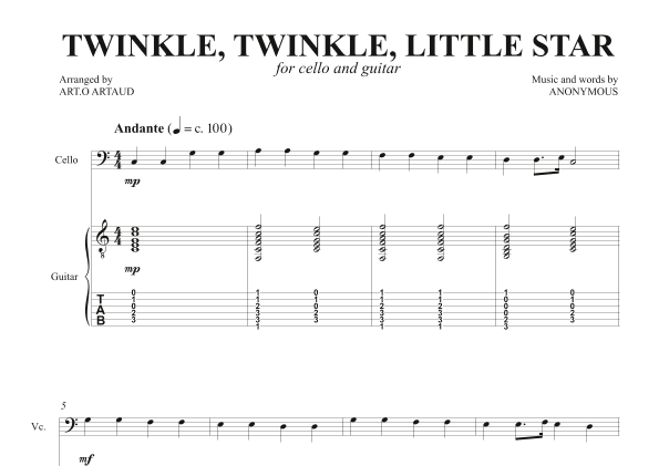 Twinkle Twinkle Little Star (arr. Art.o Artaud)