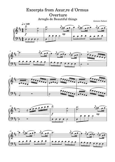 Excerpts from Axur,re d'Ormus Overture-Antonio Salieri (arr. Beautiful things)
