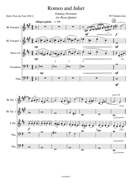 Romeo and Juliet - Fantasy Overture - PI Tchaikovsky (arr. Peet du Toit)