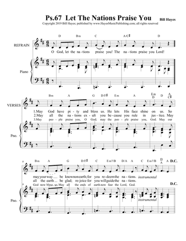 Psalm 67:  Let The Nations Praise You, Lord - piano/vocal