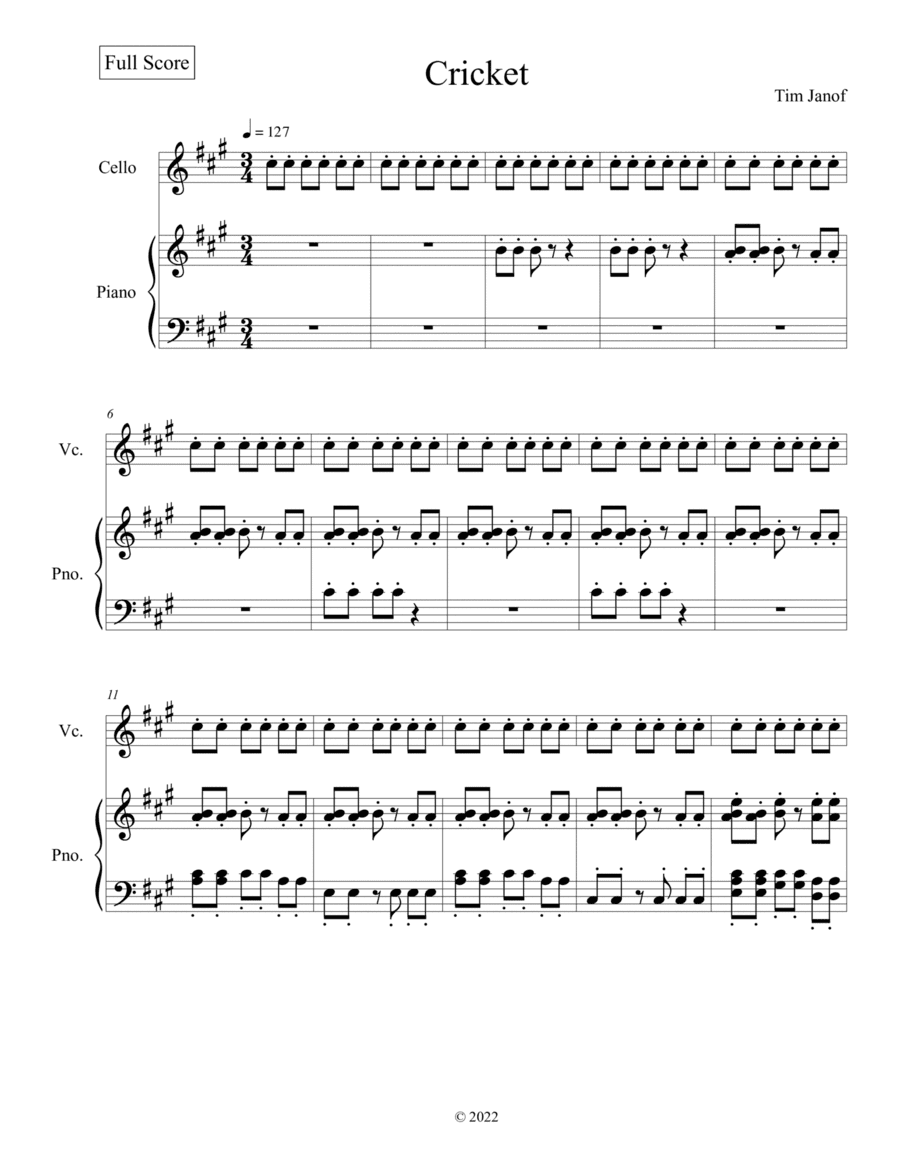 Cricket for Cello and Piano