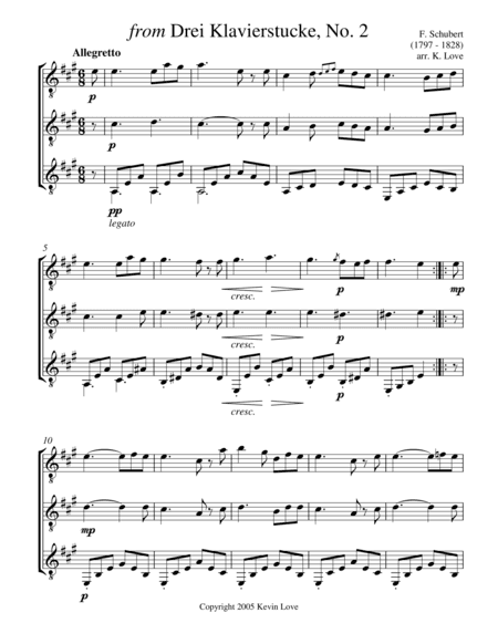 from Drei Klavierstucke, No. 2 (Guitar Trio) - Score and Parts (arr. Kevin Love)