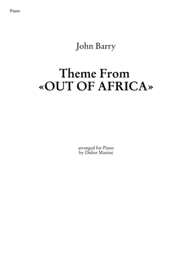 Out Of Africa End Title (you Are Karen) (arr. Didier Martini)