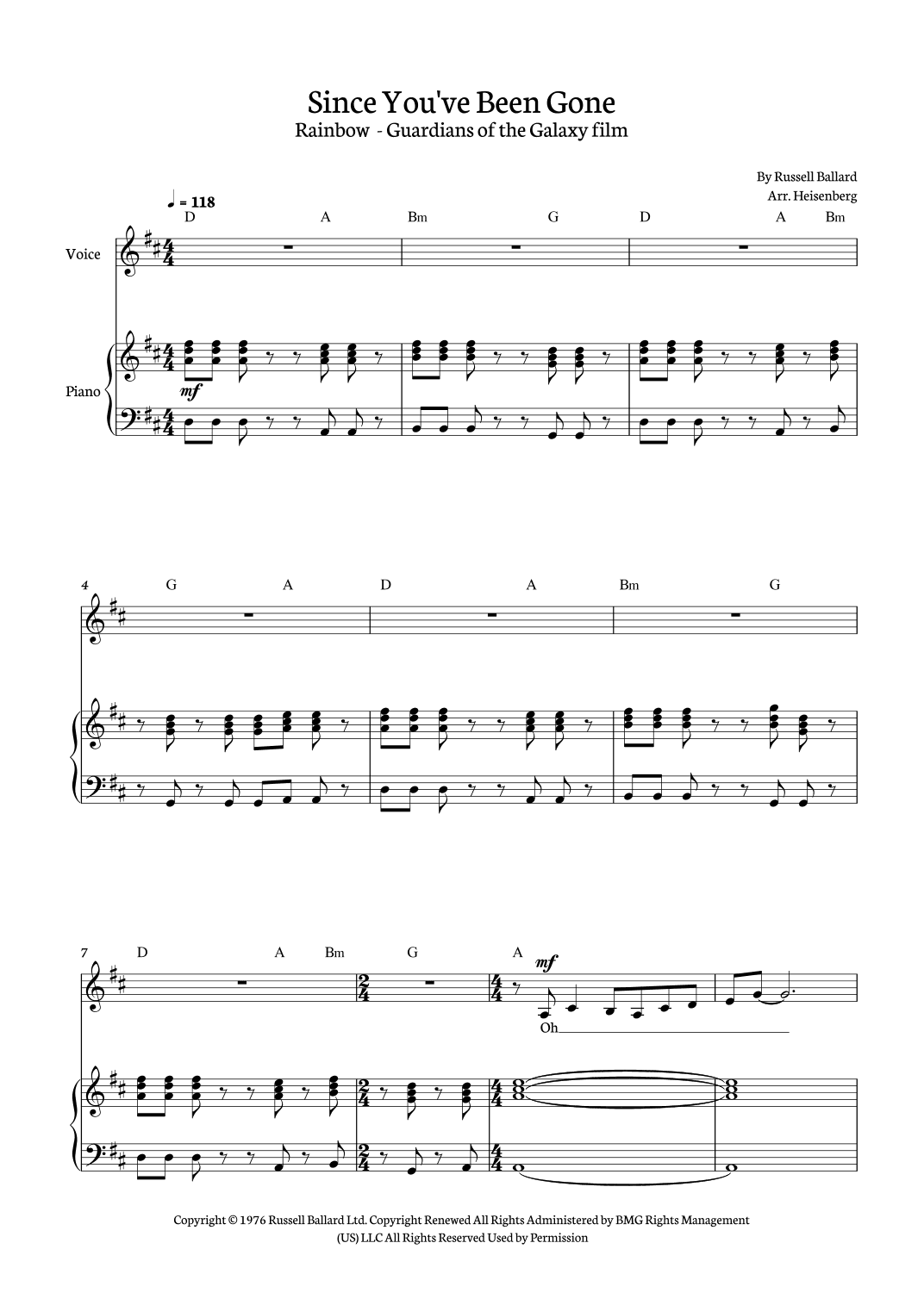 Since You've Been Gone (arr. Heisenberg)