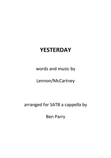 Yesterday (arr. Ben Parry)