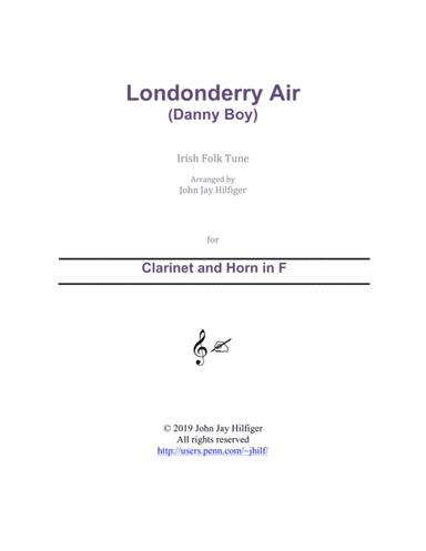 Londonderry Air for Clarinet and Horn (arr. John Jay Hilfiger)