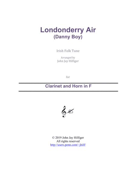 Londonderry Air for Clarinet and Horn (arr. John Jay Hilfiger)