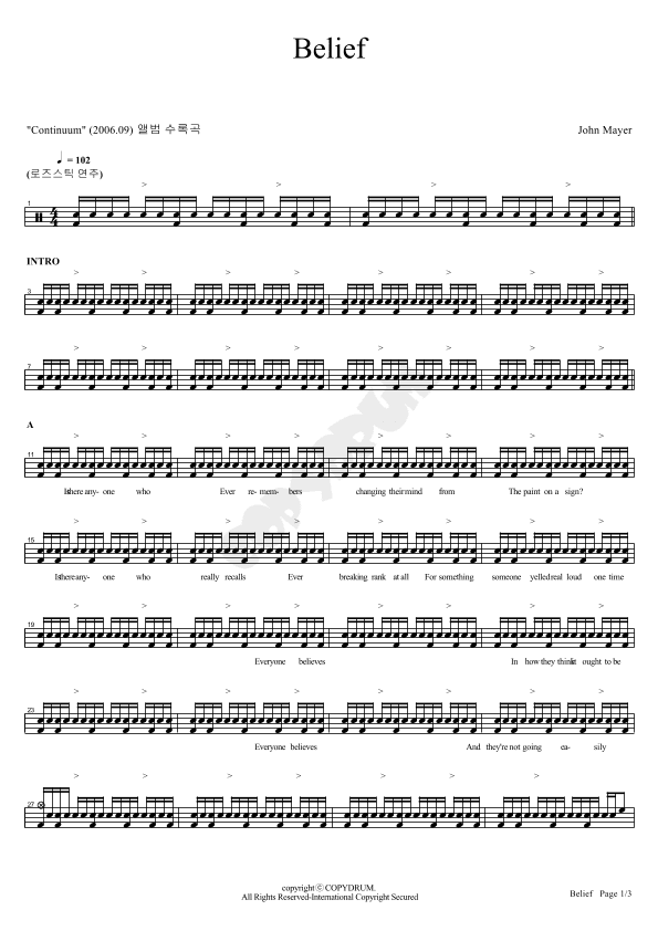 Belief (arr. COPYDRUM)