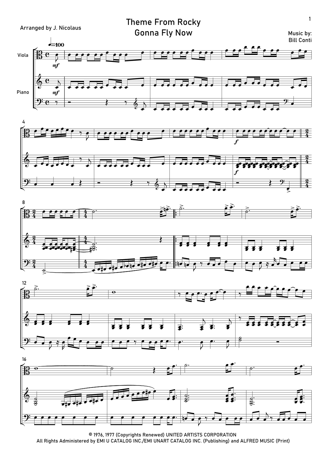 Gonna Fly Now (arr. John Nicolaus)