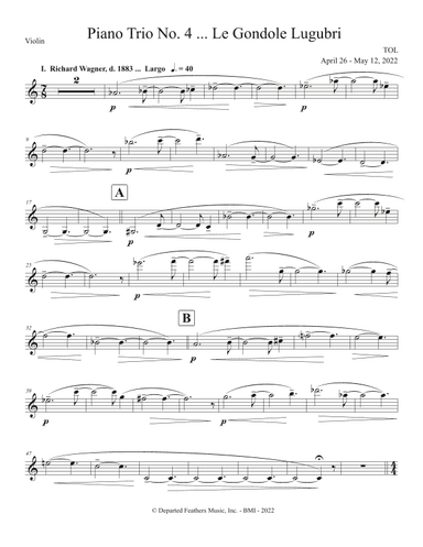 Piano Trio No. 4 ... Le Gondole Lugubri (2022) violin part