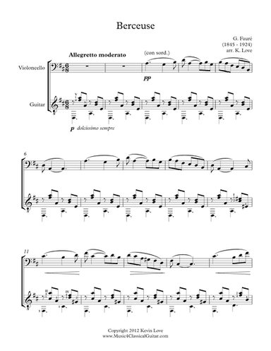 Berceuse (Cello and Guitar) - Score and Parts (arr. Kevin Love)