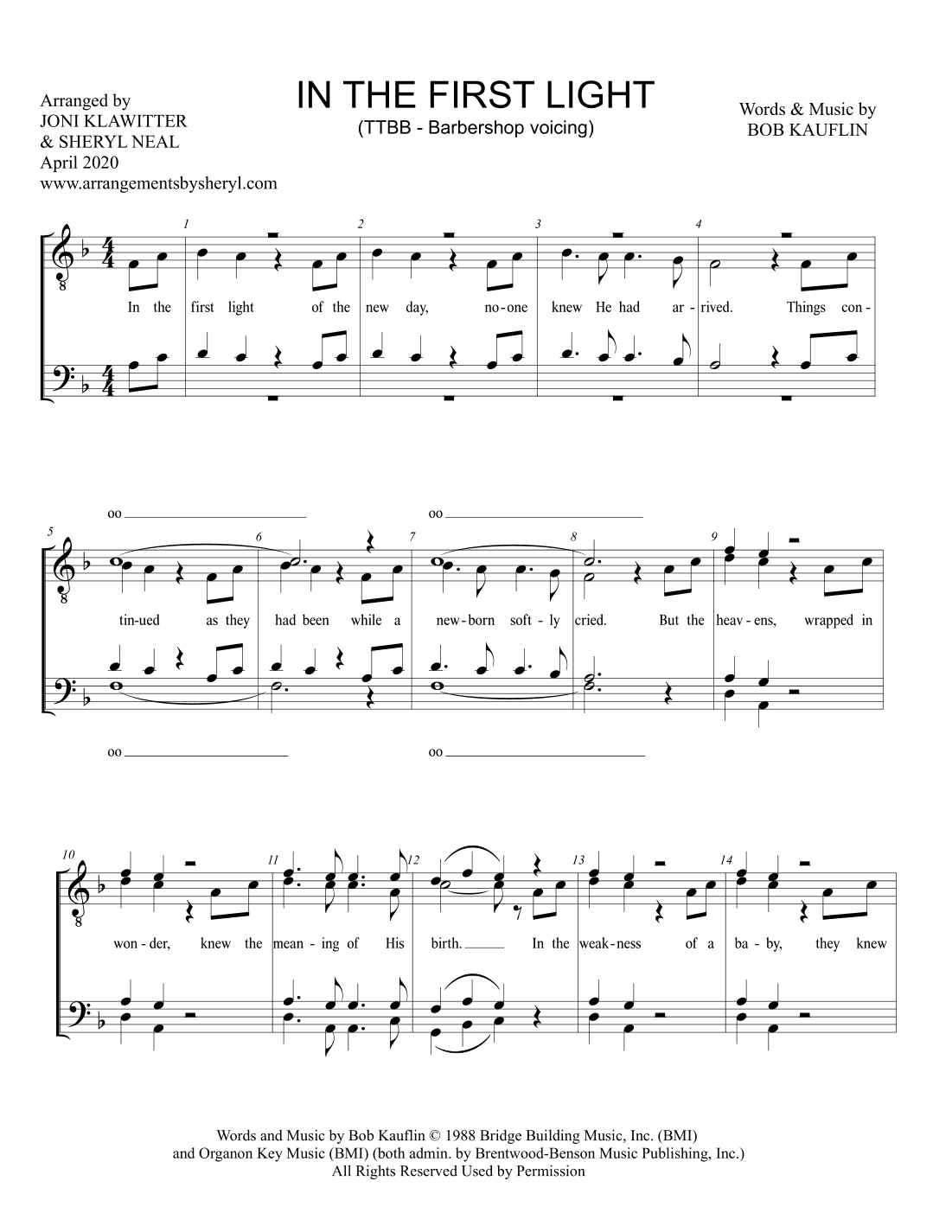 In The First Light (arr. Sheryl Neal)