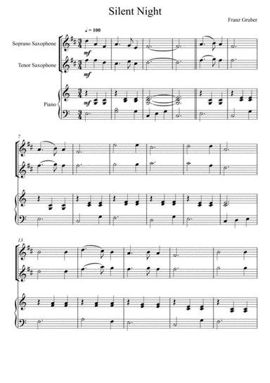 Franz Gruber - Silent Night (Soprano Saxophone and Tenor Saxophone Duet) (arr. André Laitano)