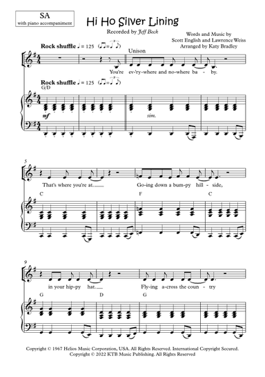 Hi Ho Silver Lining (arr. Katy Bradley)
