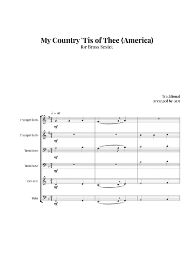 My Country 'Tis of Thee (America) (arr. GDJ)