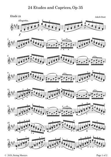 DONT 24 Etudes and Caprices Op35, for Violin No 21 (arr. String Masters)