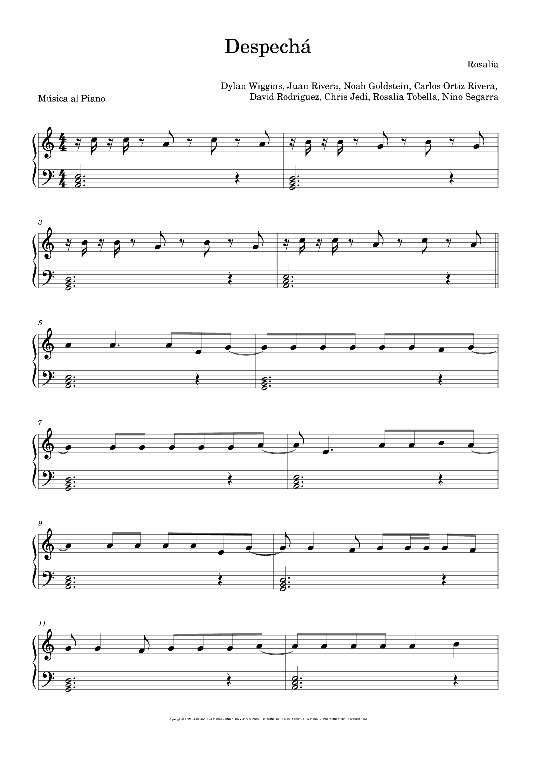Despecha (arr. Música al Piano)