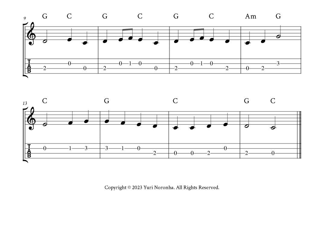 Ode To Joy - For Ukulele (C Major - with TAB and Chords) (arr. Yuri Noronha)