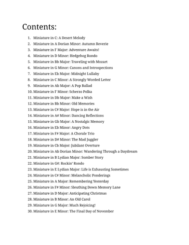 30 November Miniatures