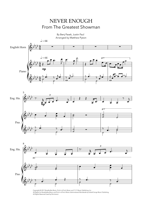 Never Enough (arr. Matthew pyeon)
