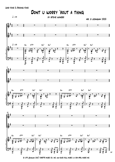 Don't You Worry 'bout A Thing (arr. Musiscorz)
