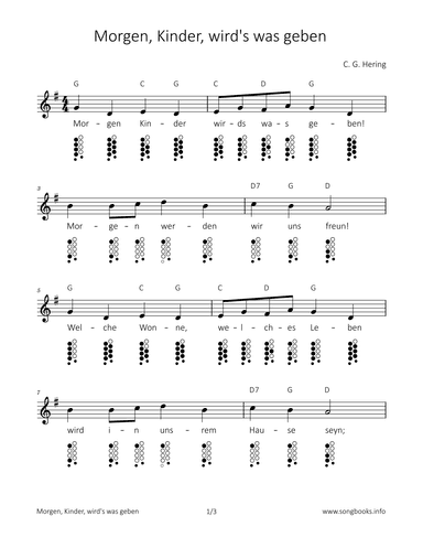 Morgen, Kinder, wird‘s was geben (arr. songbooks.info)