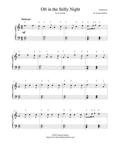 Oft in the Stilly Night - for easy piano (arr. Samuel Stokes)