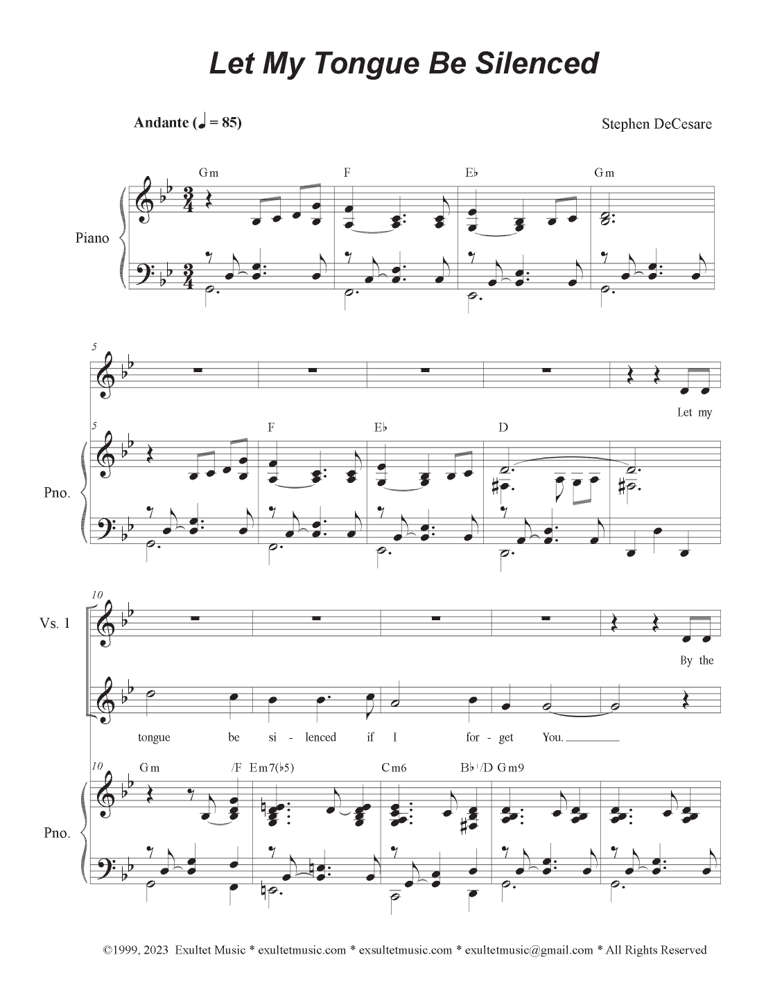 Let My Tongue Be Silenced (Vocal solo - Medium Key)