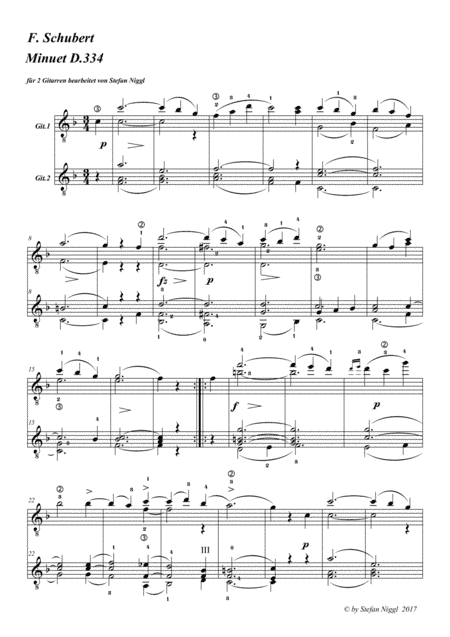 Minuet D.334 for Guitar Duet (arr. Stefan Niggl)