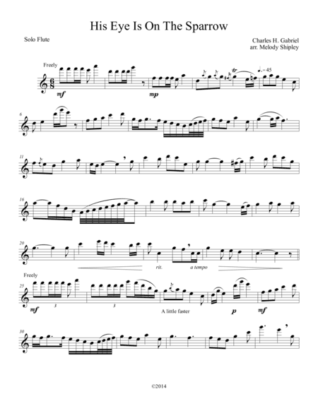 His Eye Is On The Sparrow (arr. Melody Shipley)