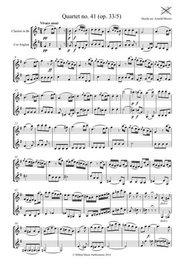 Haydn Quartet No. 41 arranged clarinet and cor anglaise (arr. Arnold Morris)