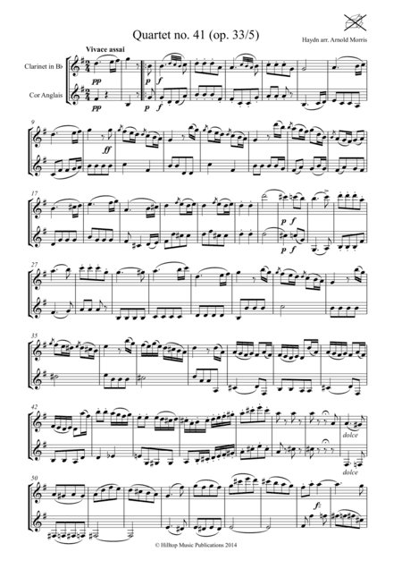 Haydn Quartet No. 41 arranged clarinet and cor anglaise (arr. Arnold Morris)