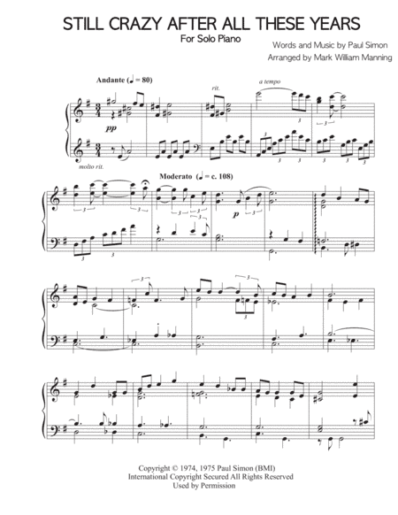Still Crazy After All These Years (arr. Mark Manning)