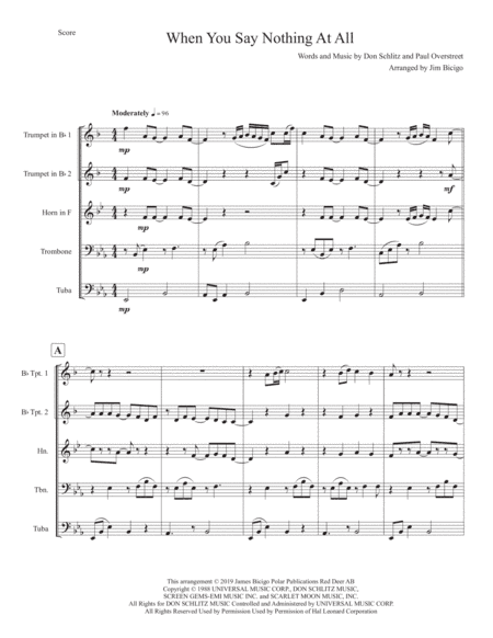 When You Say Nothing At All (arr. Jim Bicigo)