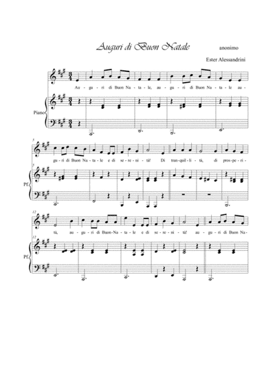 Auguri di Buon Natale. Voce e piano (arr. Ester Alessandrini)