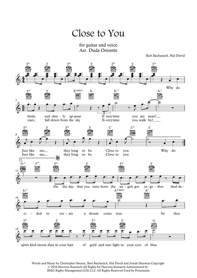 Close To You (arr. Duda Oriontte)