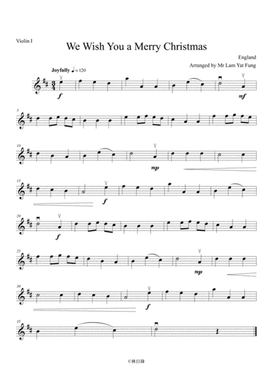 We Wish you a Merry Christmas violin solo (arr. Lam Yat Fung)
