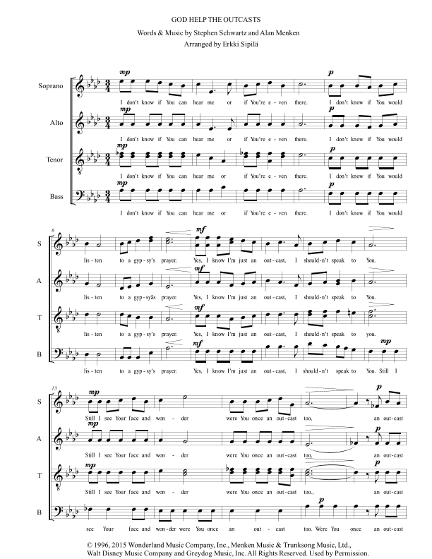 God Help The Outcasts (arr. Erkki Sipilä)