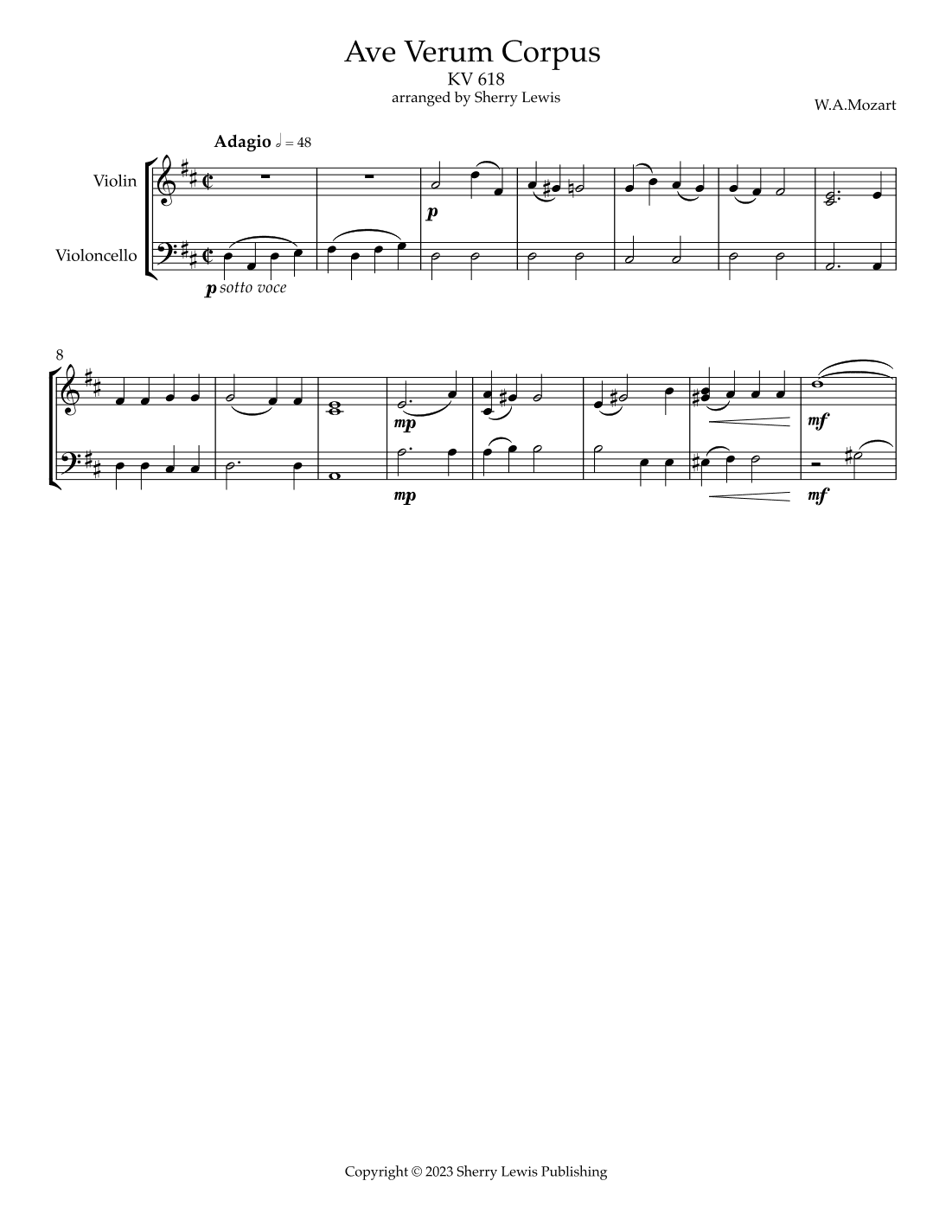 Ave Verum Corpus KV 618 (arr. Sherry Lewis)