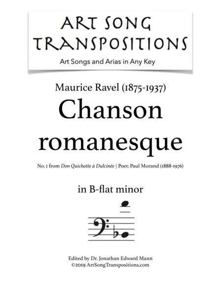Chanson Romanesque (arr. ArtSongTranspositions.com)