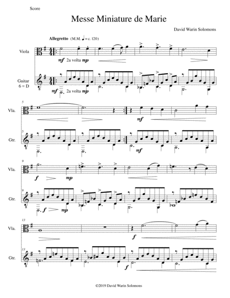 Messe miniature de Marie for viola and guitar