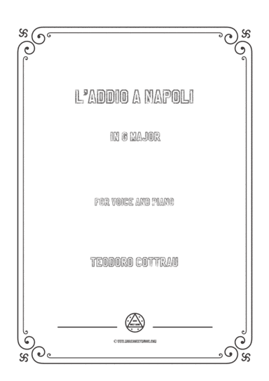 Cottrau-L'addio a Napoli in G Major,for voice and piano (arr. MSM)