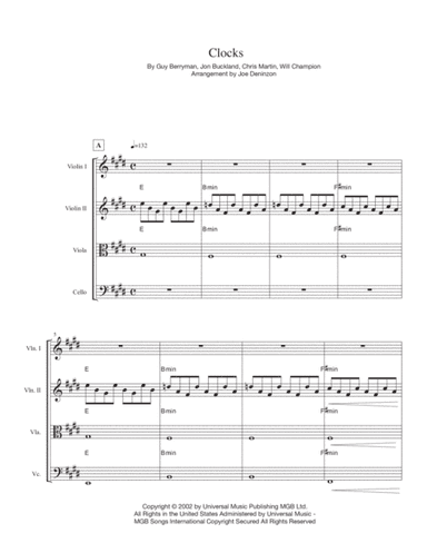 Clocks (arr. Joe Deninzon)