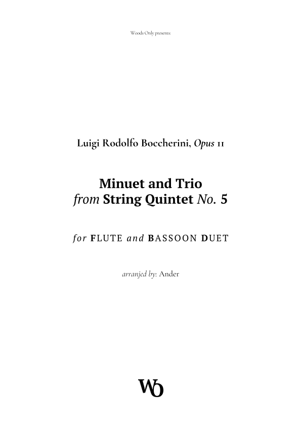 Minuet by Boccherini for Flute and Bassoon (arr. Ander)