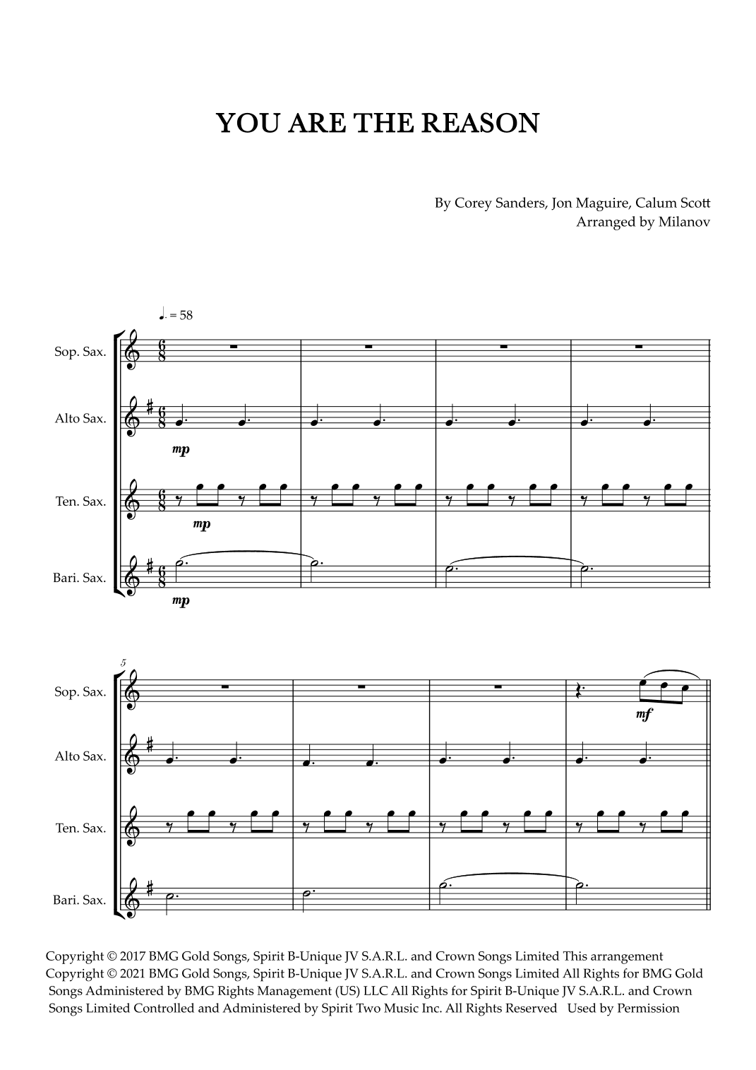 You Are The Reason (arr. Milanov)