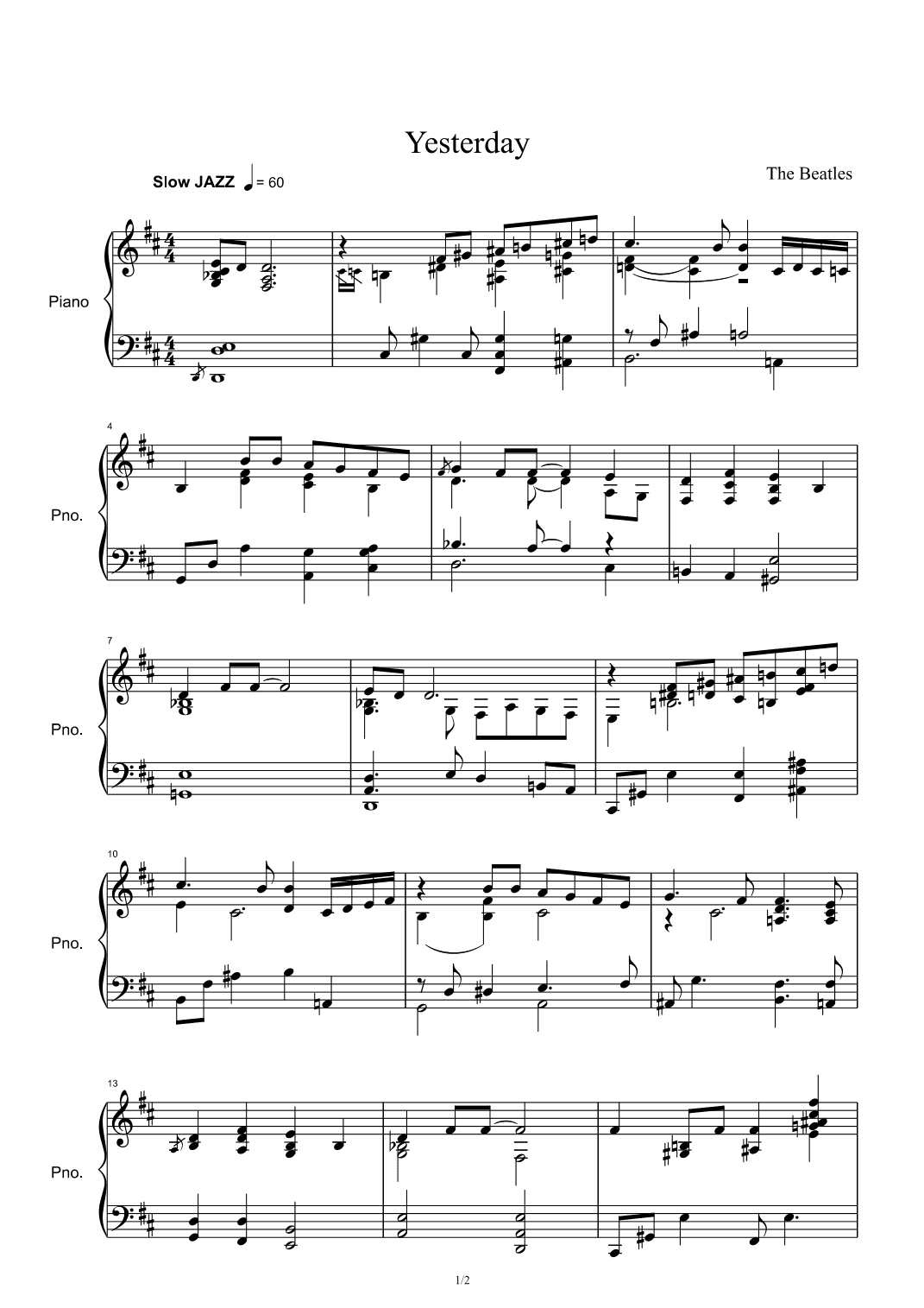 Yesterday (arr. The Beatles)