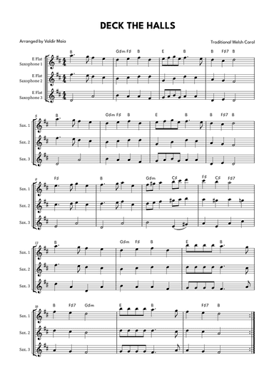 Deck The Halls - Alto Sax Trio (arr. Valdir Maia)