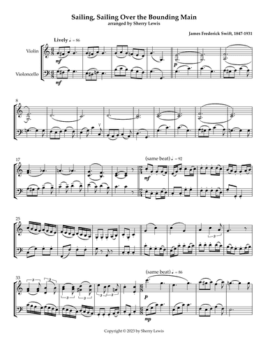 Sailing, Sailing Over The Bounding Main (arr. Sherry Lewis)