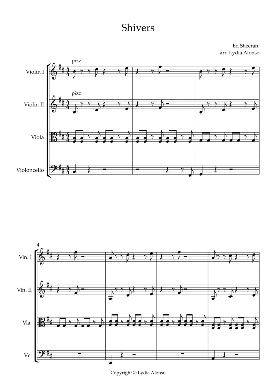 Shivers (arr. Lydia Alonso @ Halo Strings Ltd)