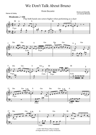 We Don't Talk About Bruno (arr. Warren & Debby)